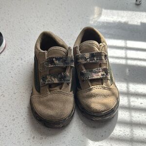 Kids Tan Camouflage Strap Shoes